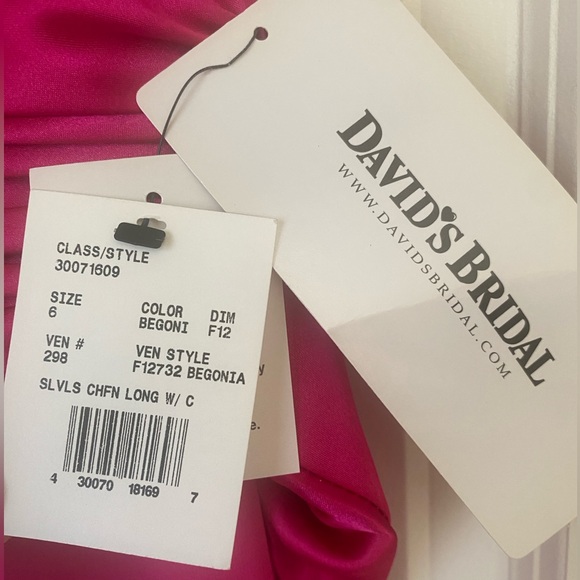 David’s Bridal Bridesmaid Chiffon Dress Size 6 Begonia Color Tie Back Satin Bow - Picture 6 of 16